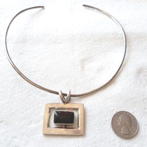 Sterling Silver & Black Onyx Pendant with Sterling Silver Choker
